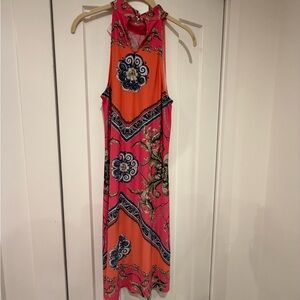 Laundry by Design Vibrant Pink and Orange Midi Dress